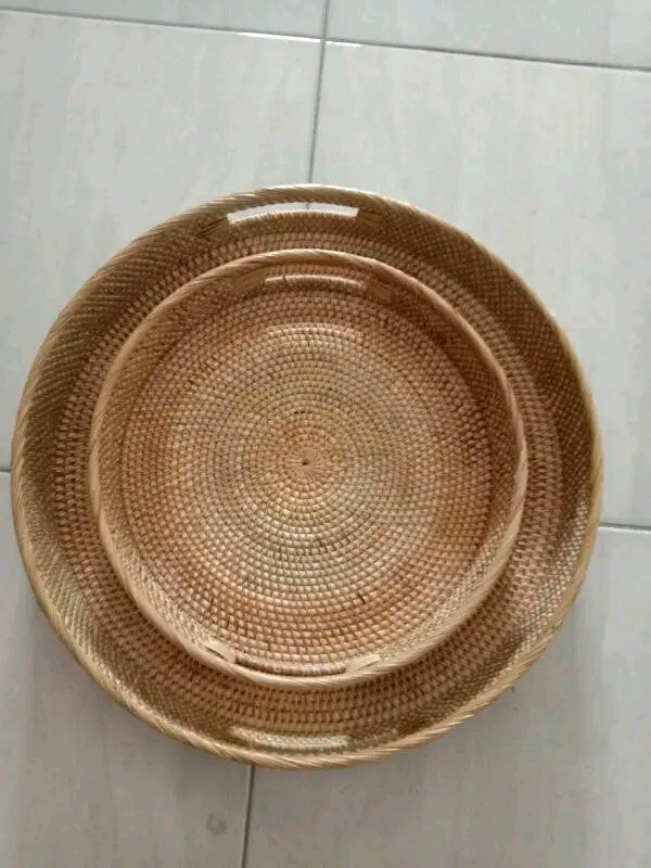 Set Nampan Rotan Bundar