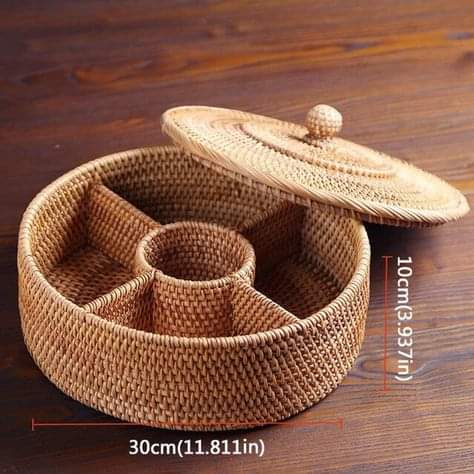 Kotak Saji Rotan Bersekat 30 cm